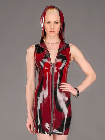 marbled-latex-hoodie-dress